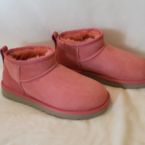 NIB UGG‎ ULTRAMINI SUEDE SHEARLING BOOTS PINK - Picture 4 of 8